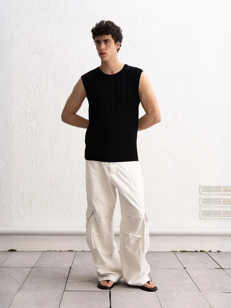 جيستو GIESTO Ribbed Crew Neck Sleeveless T-Shirt